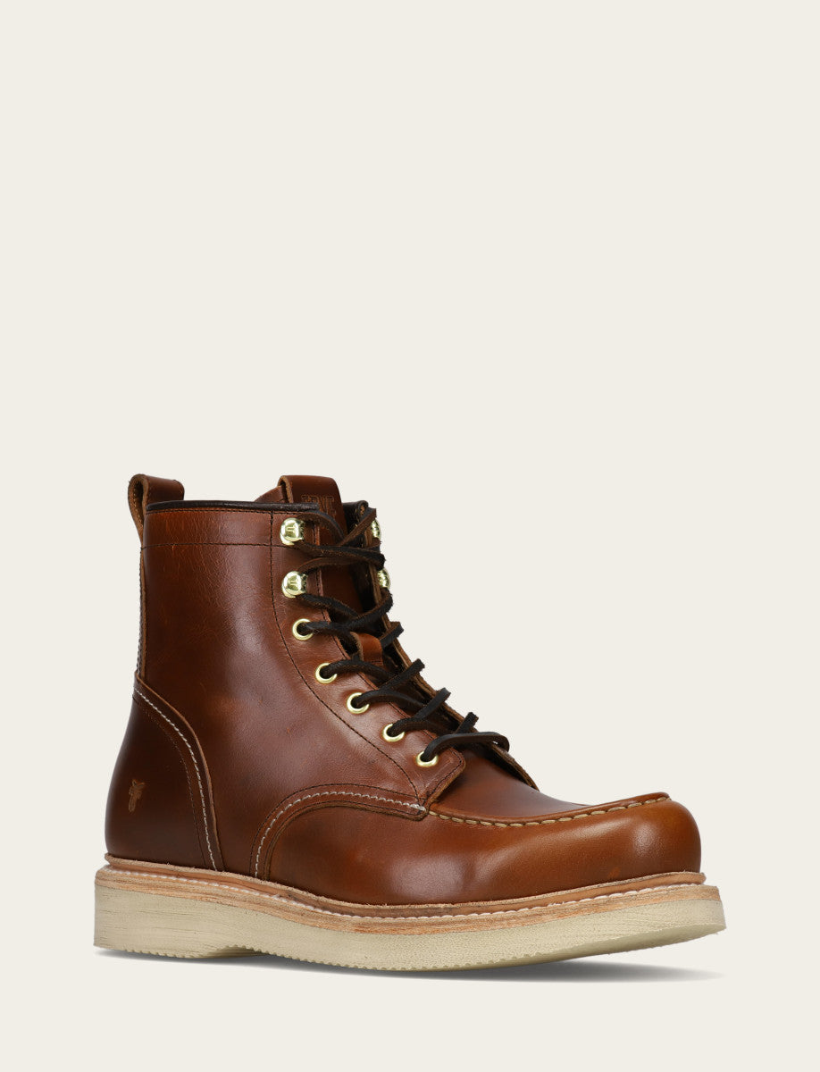 Frye Men's Saddle Hudson Workboot Wedge Lace Ups / Saddle