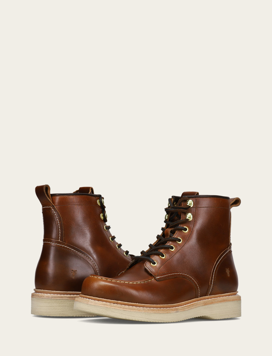 Frye Men's Saddle Hudson Workboot Wedge Lace Ups / Saddle