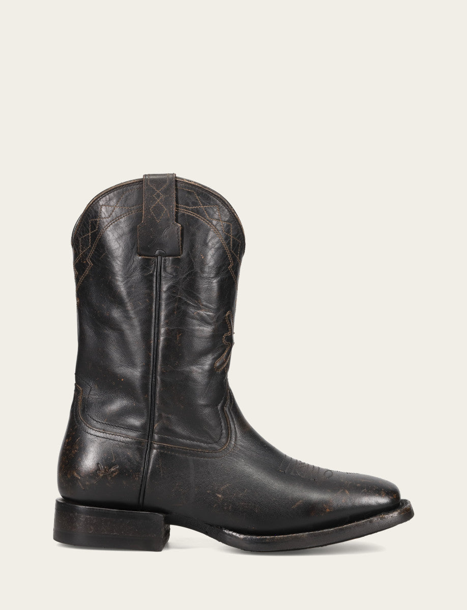 Frye Men's Black Hauser Logo Stitch Boots / Black