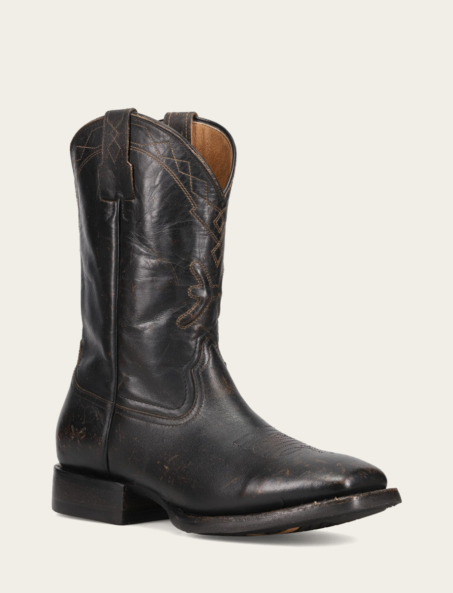 Frye Men's Black Hauser Logo Stitch Boots / Black