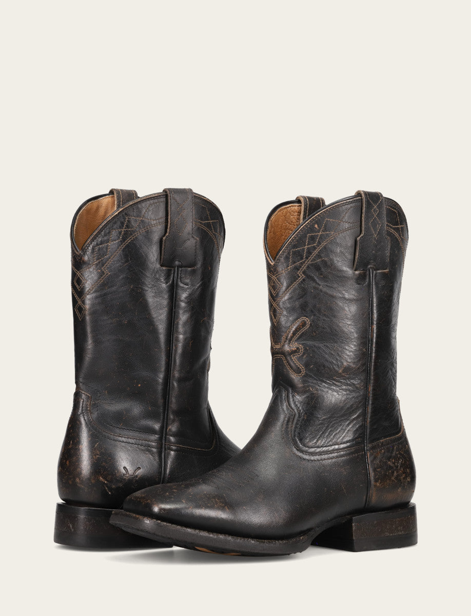 Frye Men's Black Hauser Logo Stitch Boots / Black