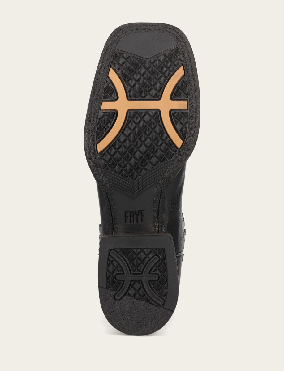 Frye Men's Black Hauser Logo Stitch Boots / Black