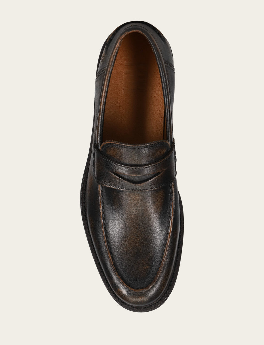 Frye Men's Brown Brush Off Tyler Flex Penny Loafer / Brown Brush Off