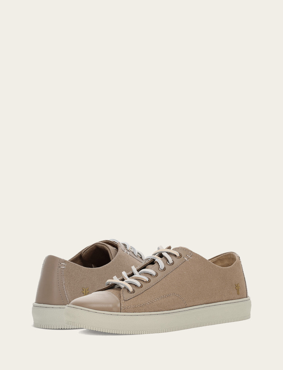 Frye Men's Khaki Astor Cap Toe Low Lace Sneakers / Khaki
