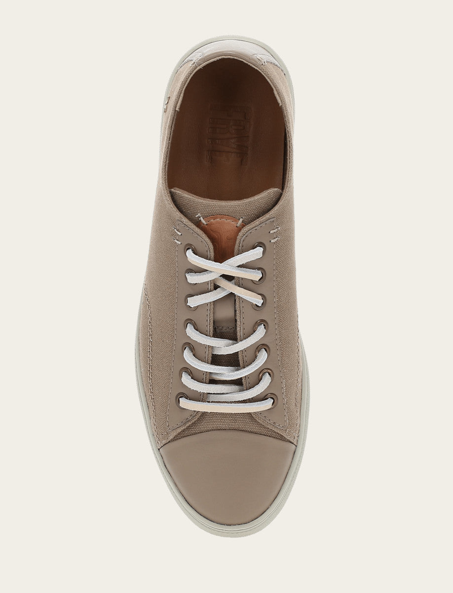 Frye Men's Khaki Astor Cap Toe Low Lace Sneakers / Khaki