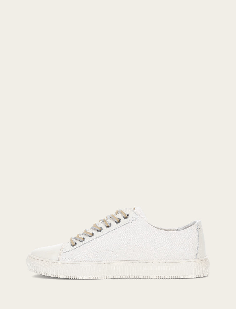 Frye Men's White Astor Cap Toe Low Lace Sneakers / White