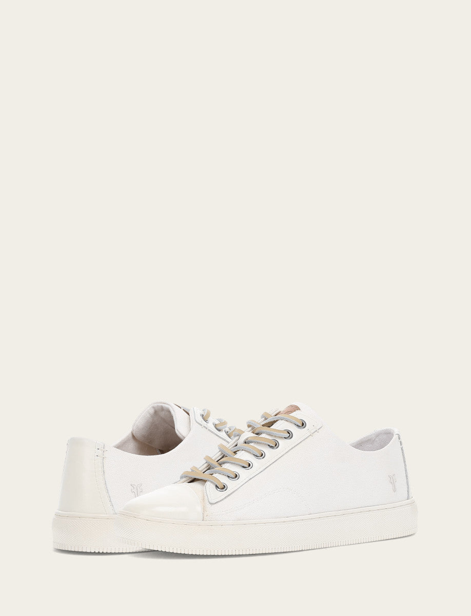 Frye Men's White Astor Cap Toe Low Lace Sneakers / White