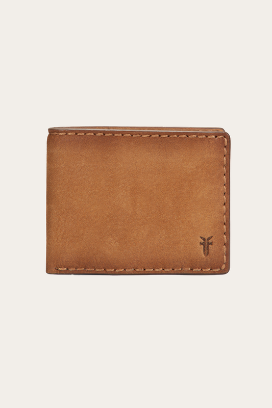Frye Logan Nubuck Cognac Money Clip Card Case / Cognac