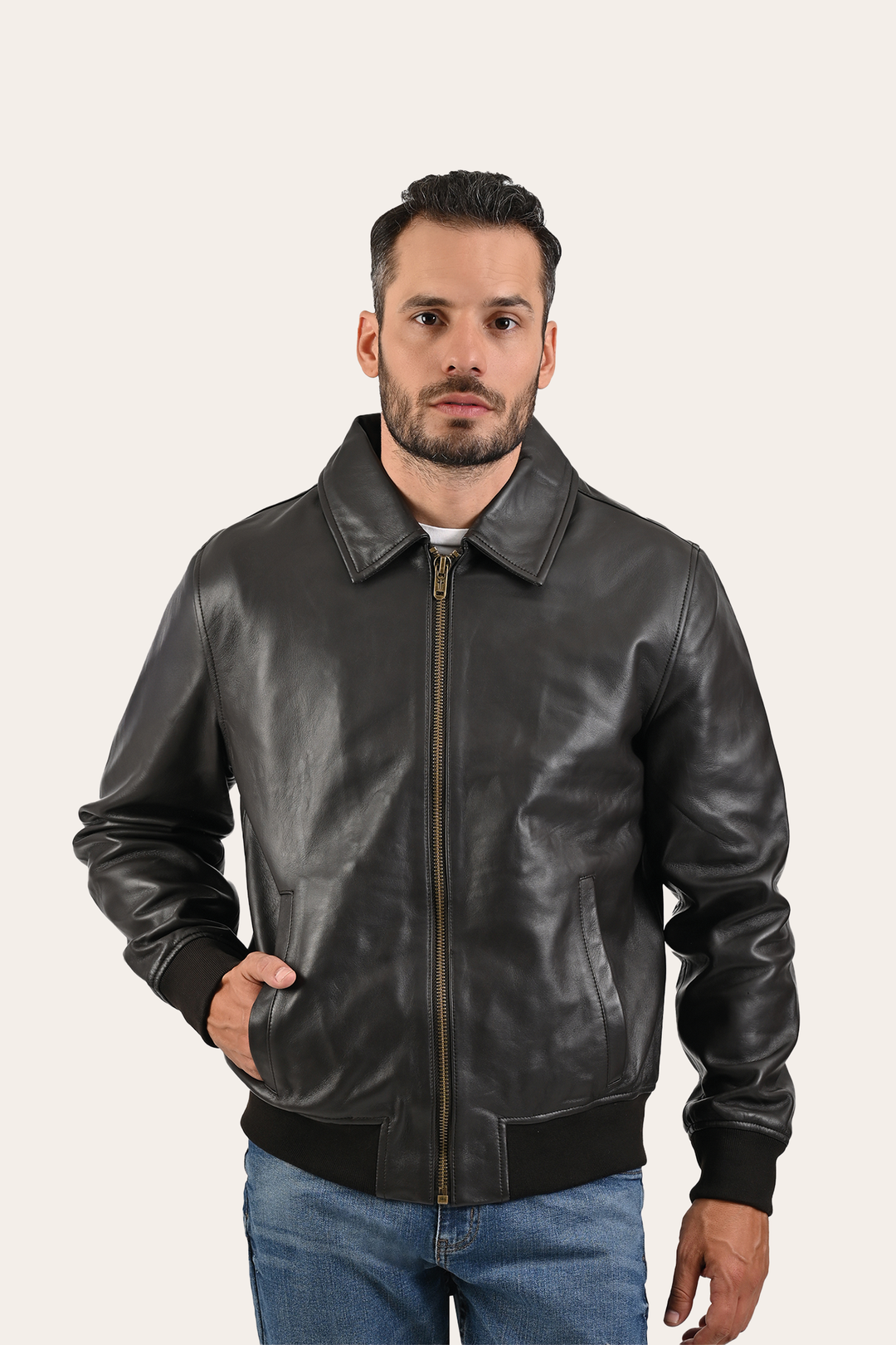 Frye Men’s Dark Brown Dusty Trucker Leather Jacket / Dark Brown
