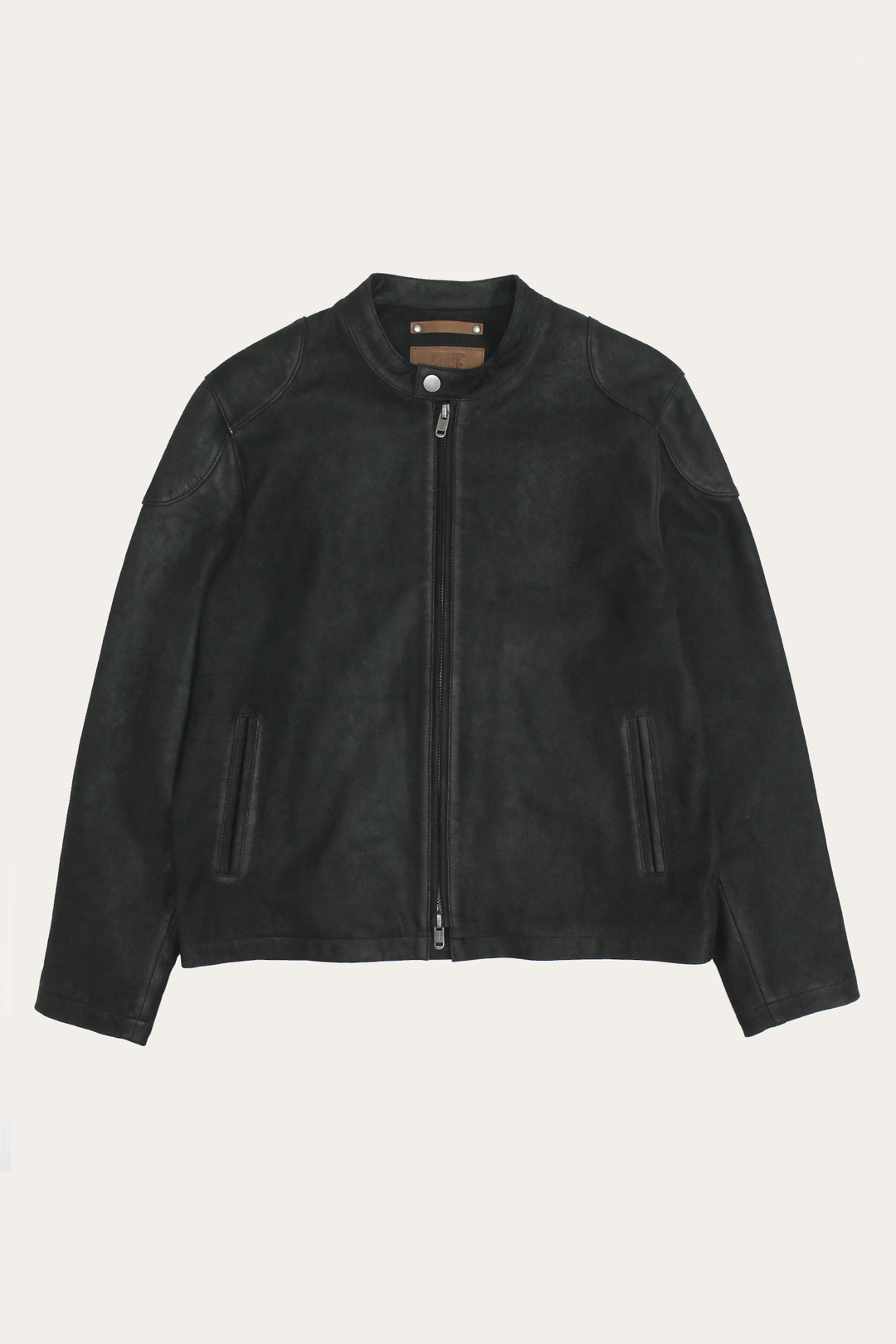 Frye Men’s Black Gannon Lamb Leather Racer Jacket / Black