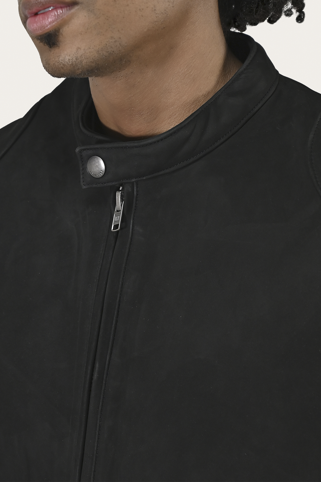 Frye Men’s Black Gannon Lamb Leather Racer Jacket / Black