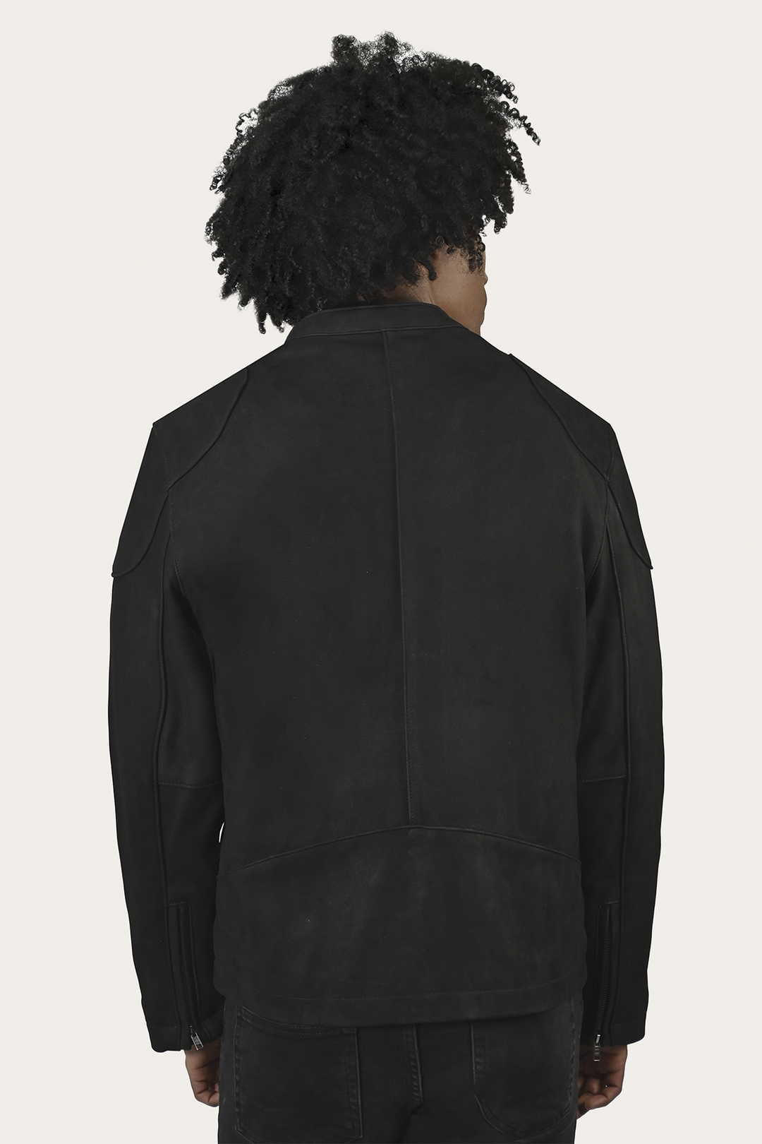 Frye Men’s Black Gannon Lamb Leather Racer Jacket / Black