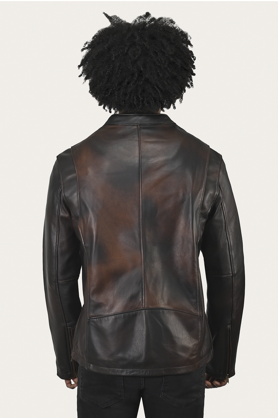 Frye Men’s Cognac Black Huck Cowhide Racer Leather Jacket / Cognac Black