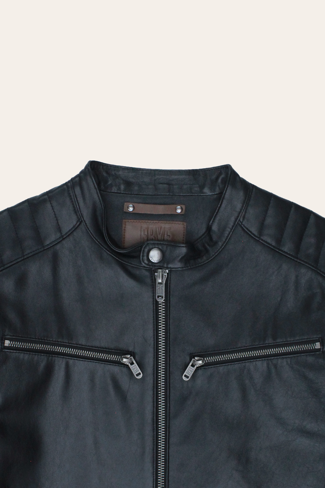 Frye Men’s Black Pioneer Racer Leather Jacket / Black
