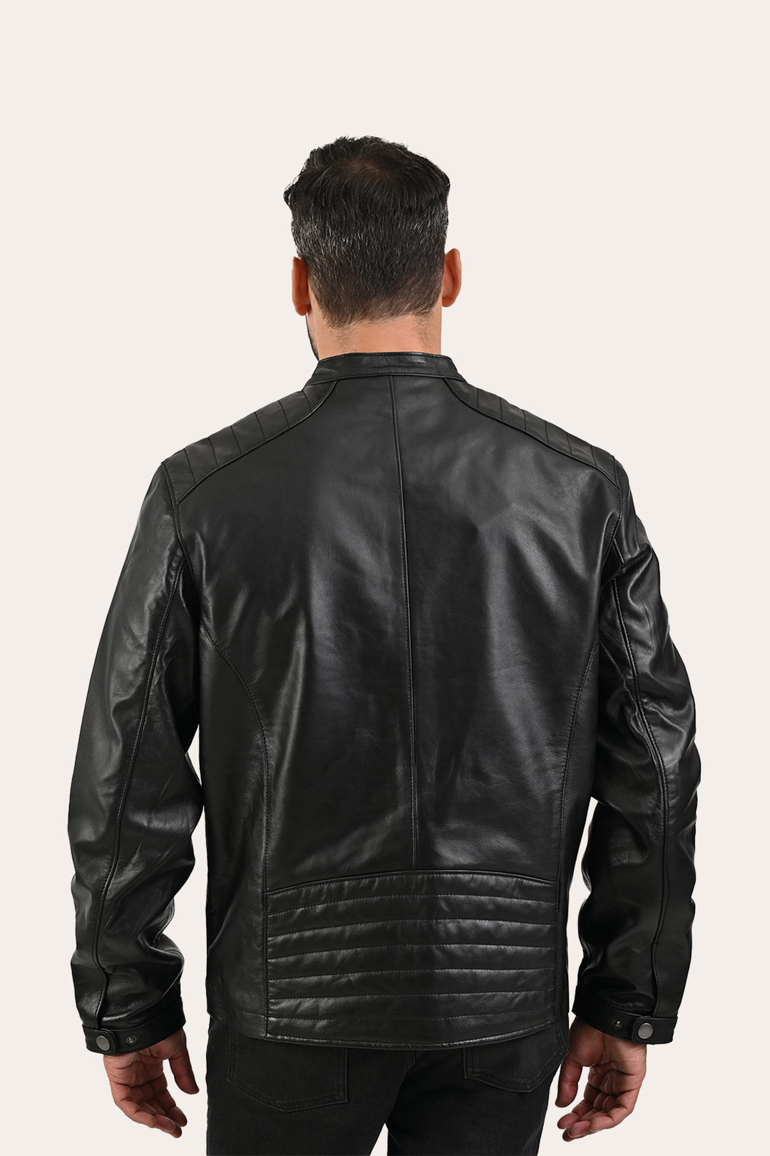 Frye Men’s Black Pioneer Racer Leather Jacket / Black