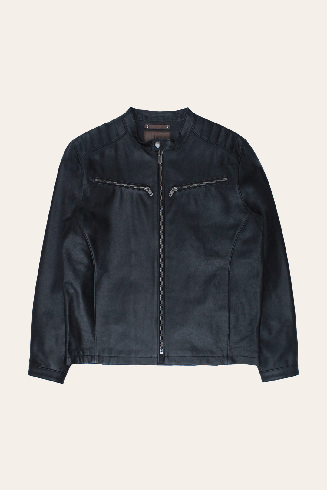Frye Men’s Black Pioneer Racer Leather Jacket / Black