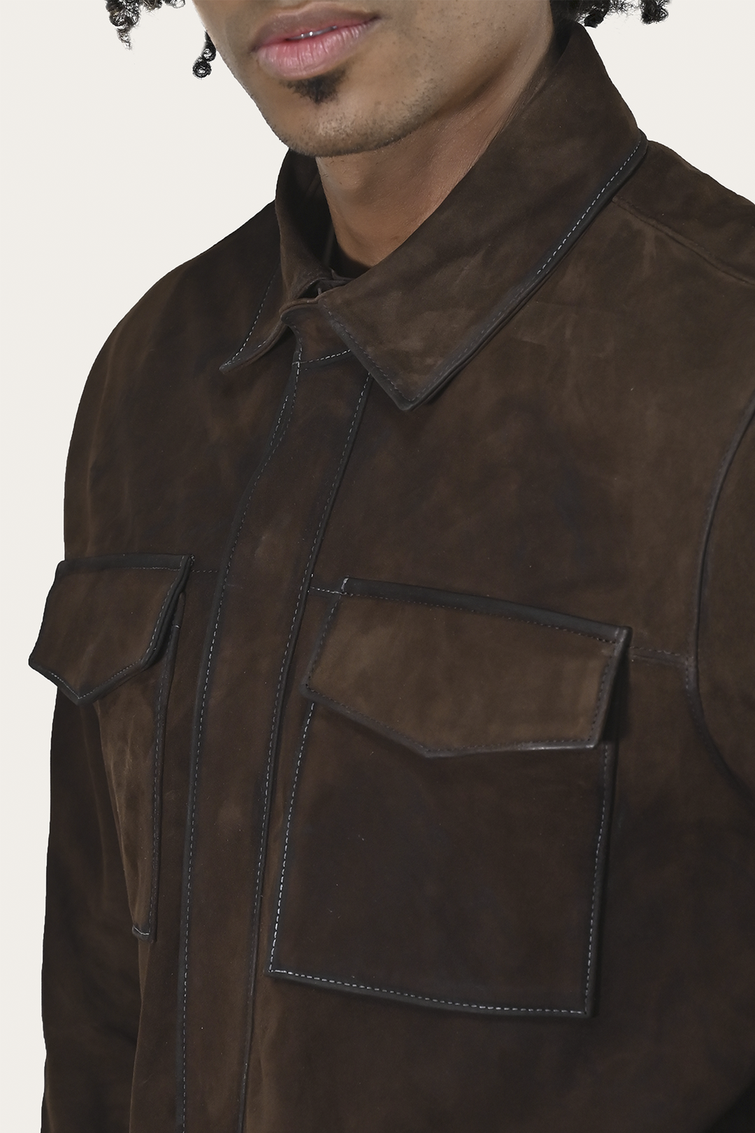 Frye Men’s Dark Brown Brock Classic Suede Shacket / Dark Brown