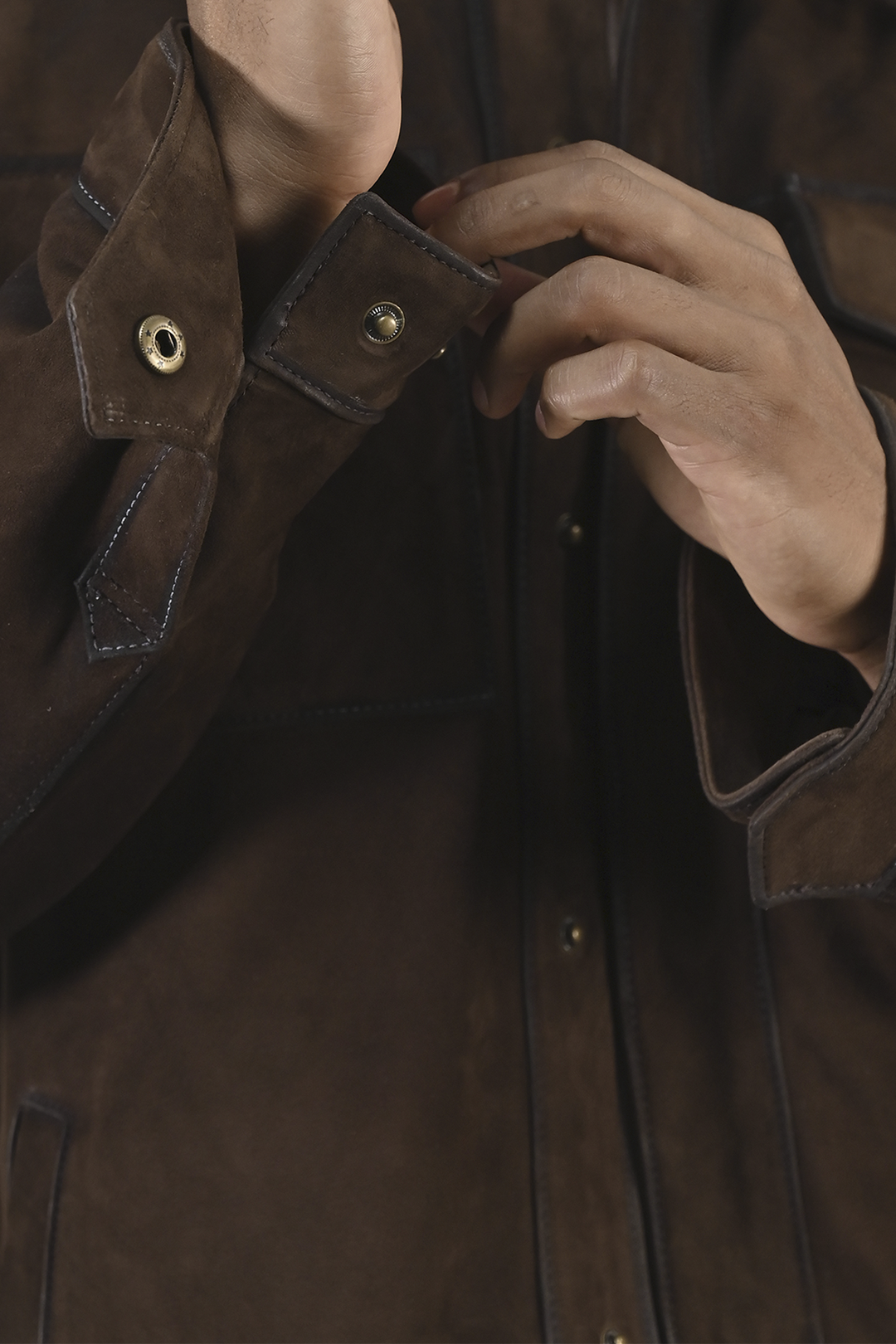 Frye Men’s Dark Brown Brock Classic Suede Shacket / Dark Brown