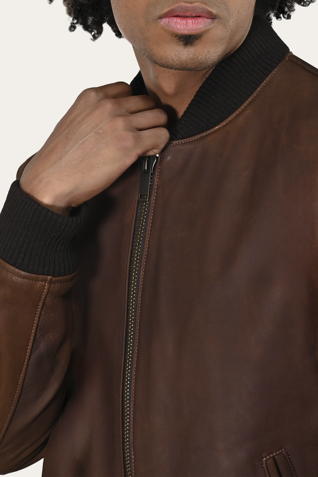Frye Men’s Cognac Clay Leather Bomber Jacket / Cognac
