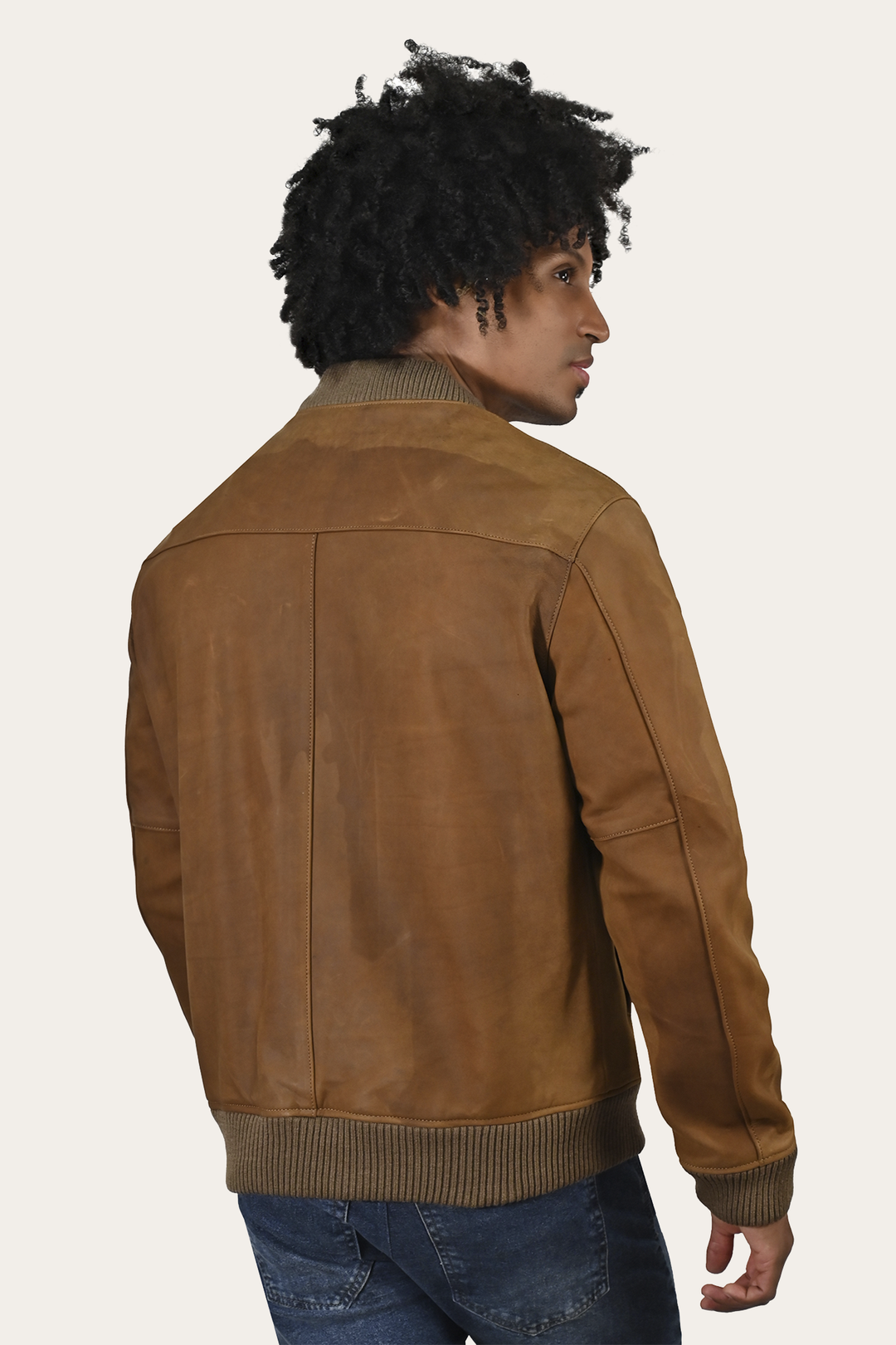 Frye Men’s Burnt Copper Clay Leather Bomber Jacket / Burnt copper