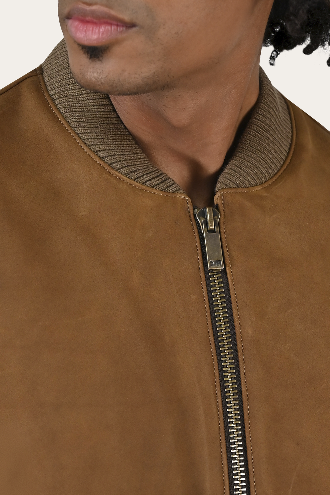 Frye Men’s Burnt Copper Clay Leather Bomber Jacket / Burnt copper
