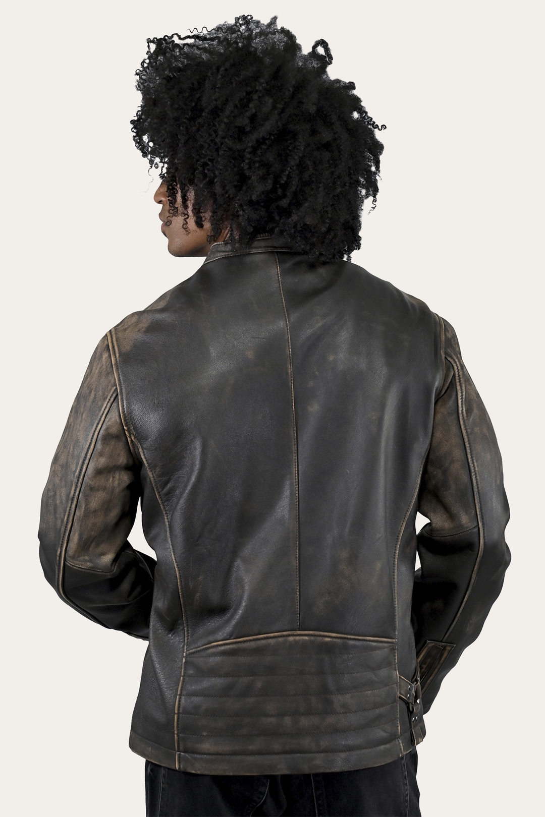 Frye Men’s Brown Beige Leland Ombre Leather Jacket / Brown Beige