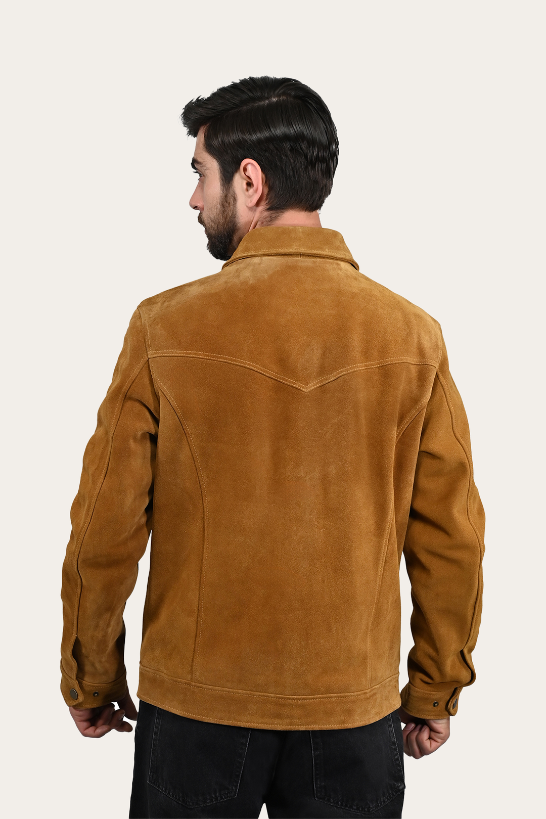 Frye Men’s Tan Trailblazer Trucker Suede Jacket / Tan