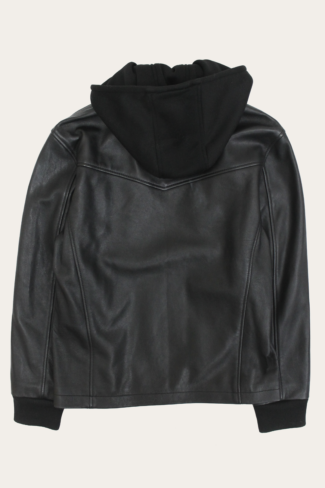 Frye Men’s Black Saddle Racer Leather Hooded Jacket / Black