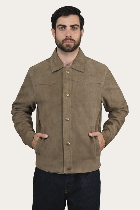 Frye Men’s Taupe Judd Suede Shacket / Taupe