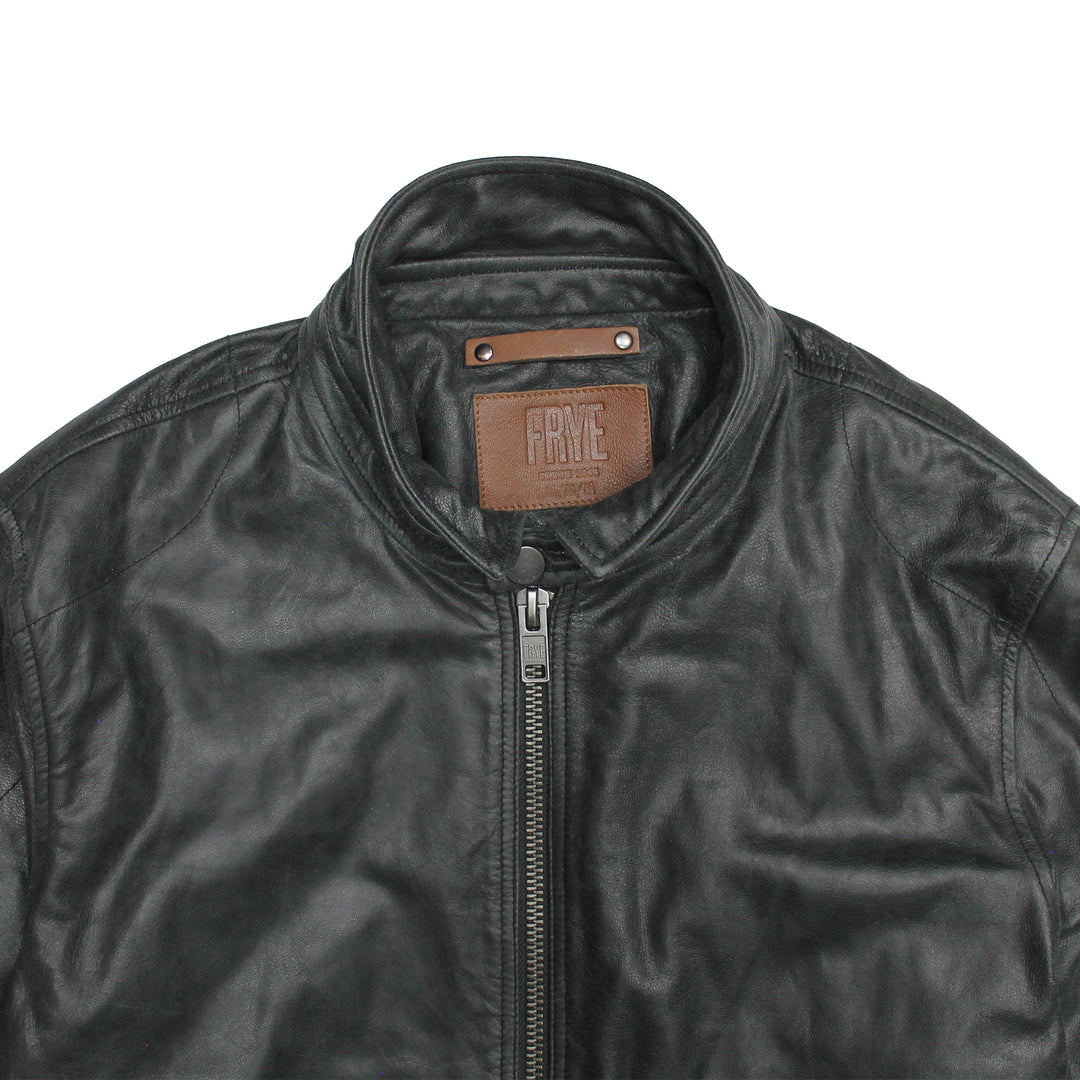 Frye Men’s Black Lawton Modern Nappa Biker Jacket / Black