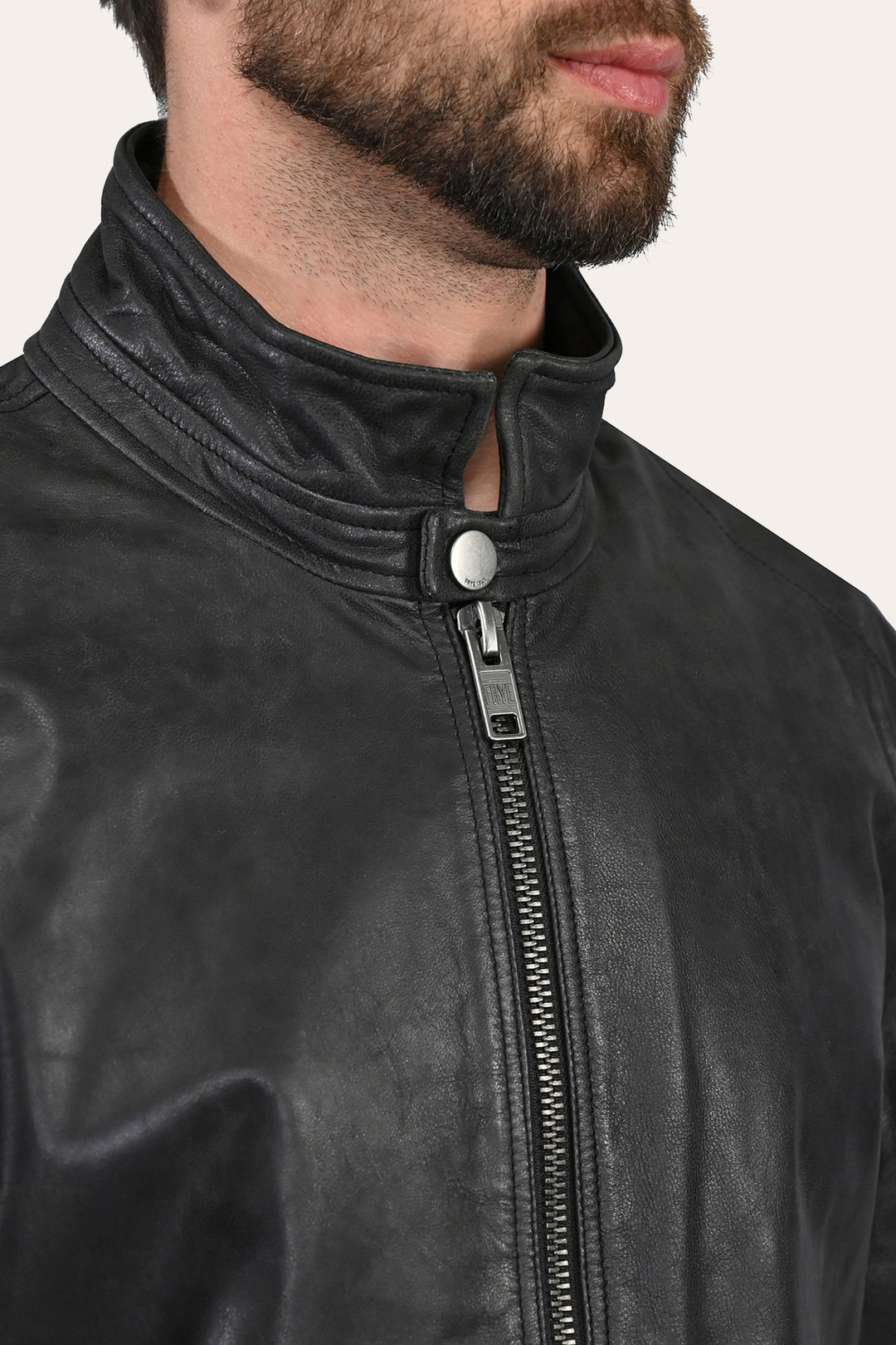 Frye Men’s Black Lawton Modern Nappa Biker Jacket / Black