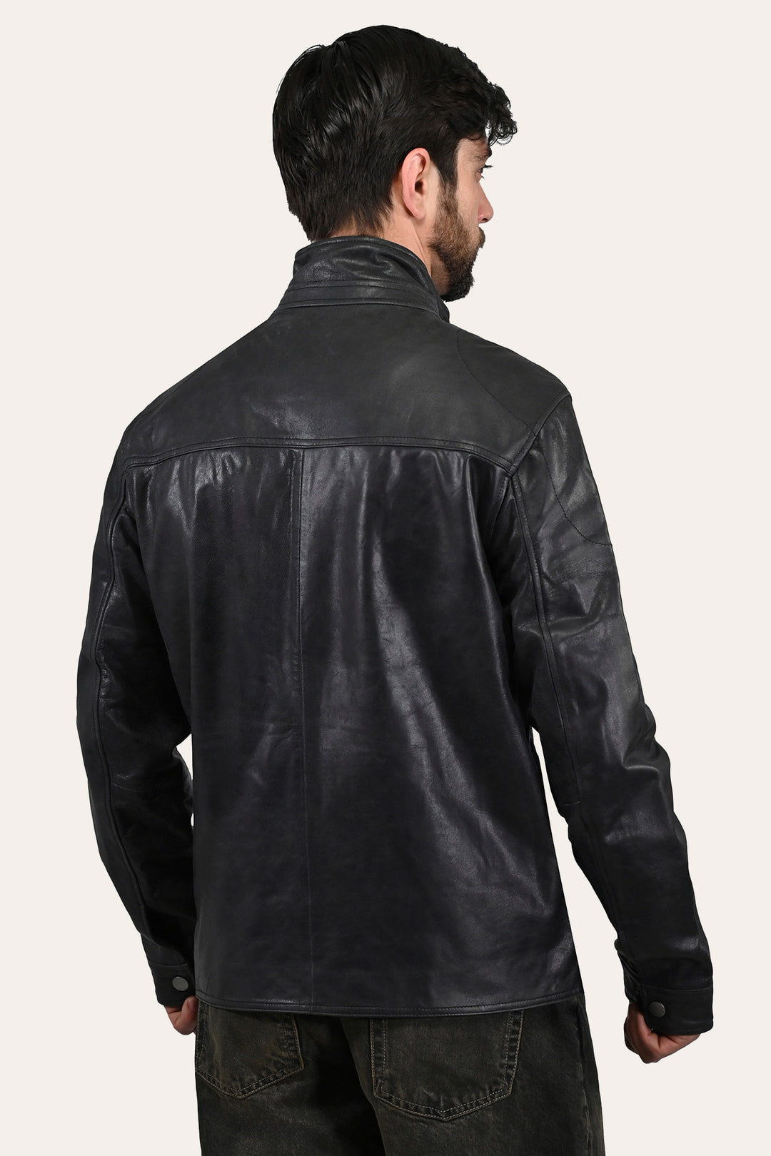 Frye Men’s Black Lawton Modern Nappa Biker Jacket / Black