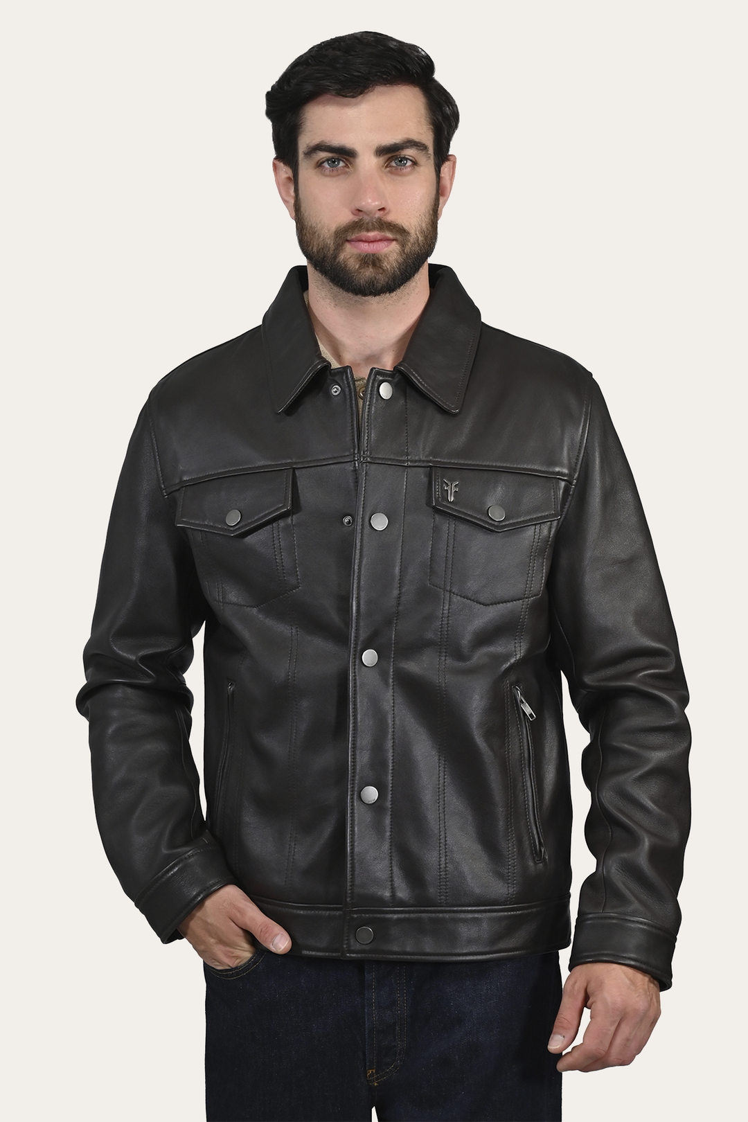 Frye Ruffian Trucker Jacket / Dark Brown