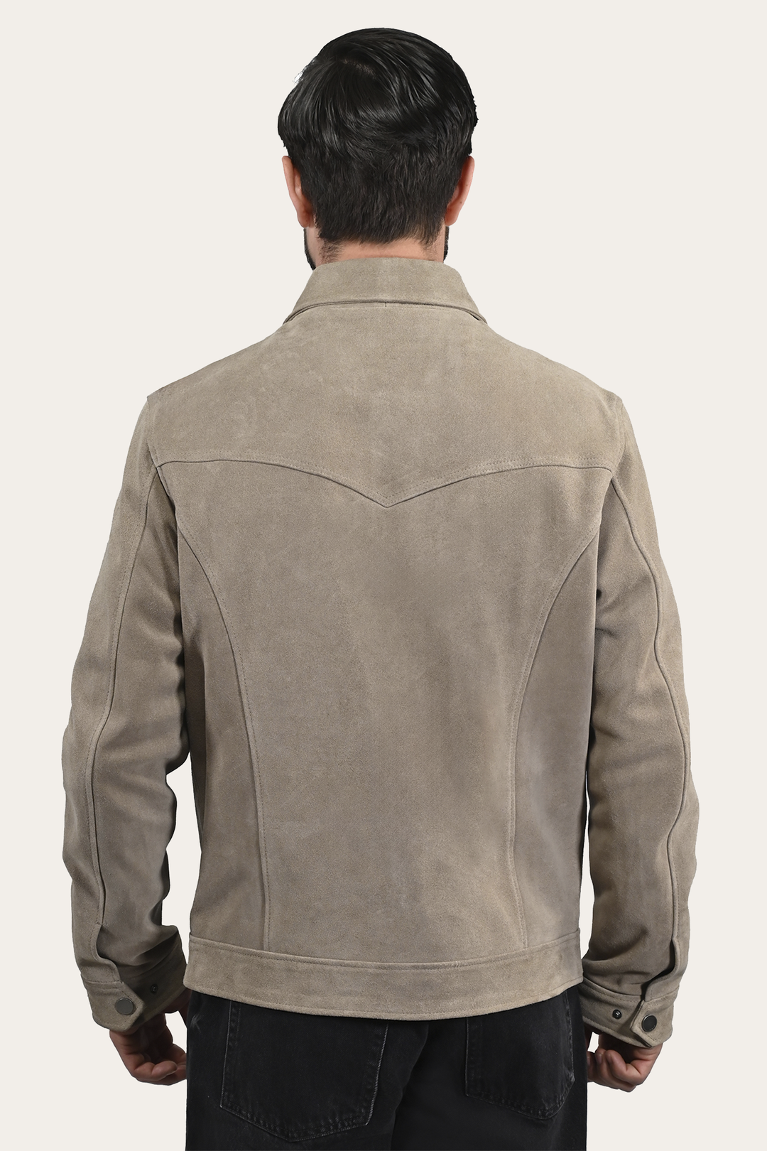Frye Men’s Taupe Trailblazer Suede Trucker Jacket / Taupe