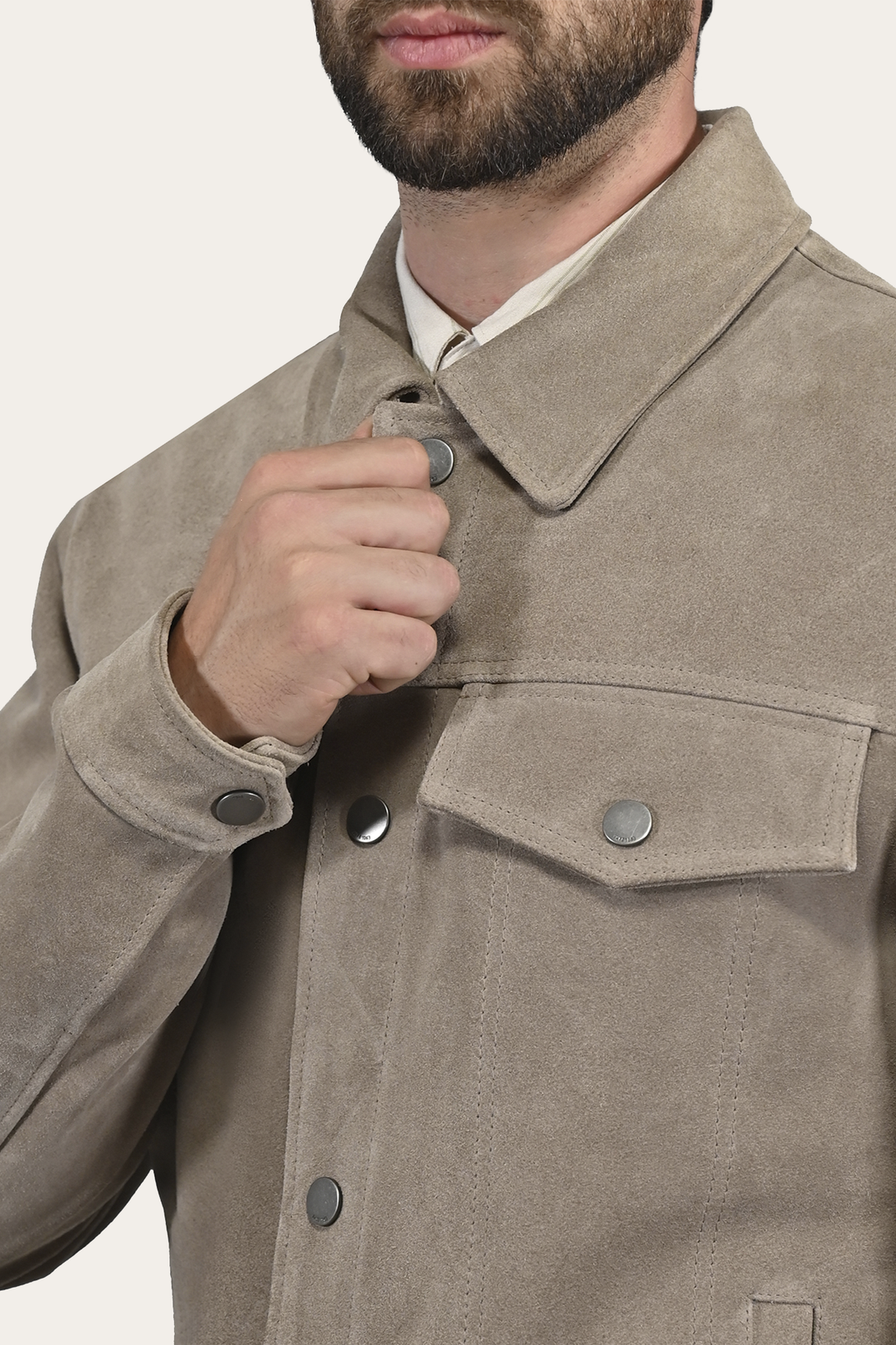 Frye Men’s Taupe Trailblazer Suede Trucker Jacket / Taupe
