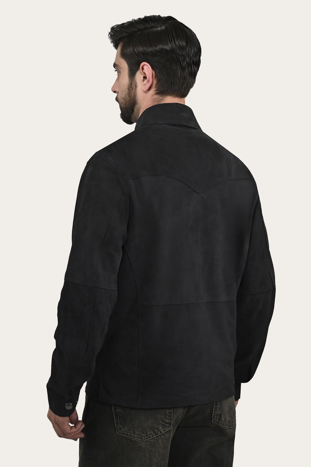 Frye Men’s Navy Blue Judd Minimalist Suede Shacket / Navy Blue