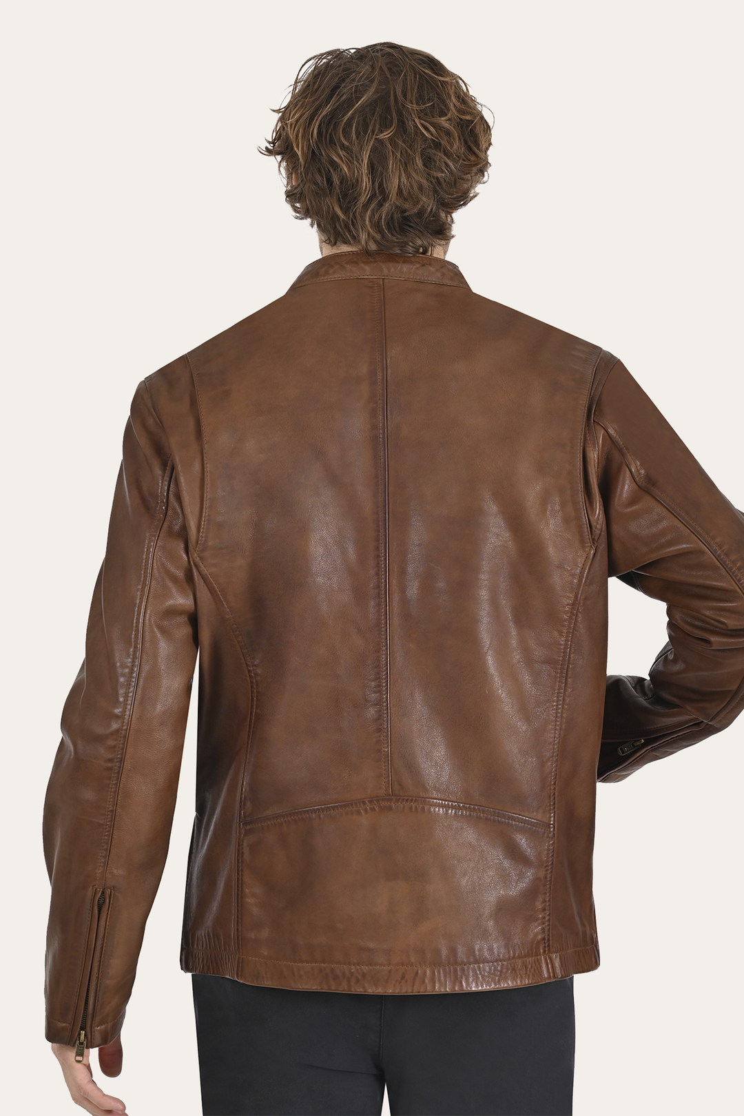 Frye Men’s Tobacco Huck Cowhide Racer Leather Jacket / Tobacco