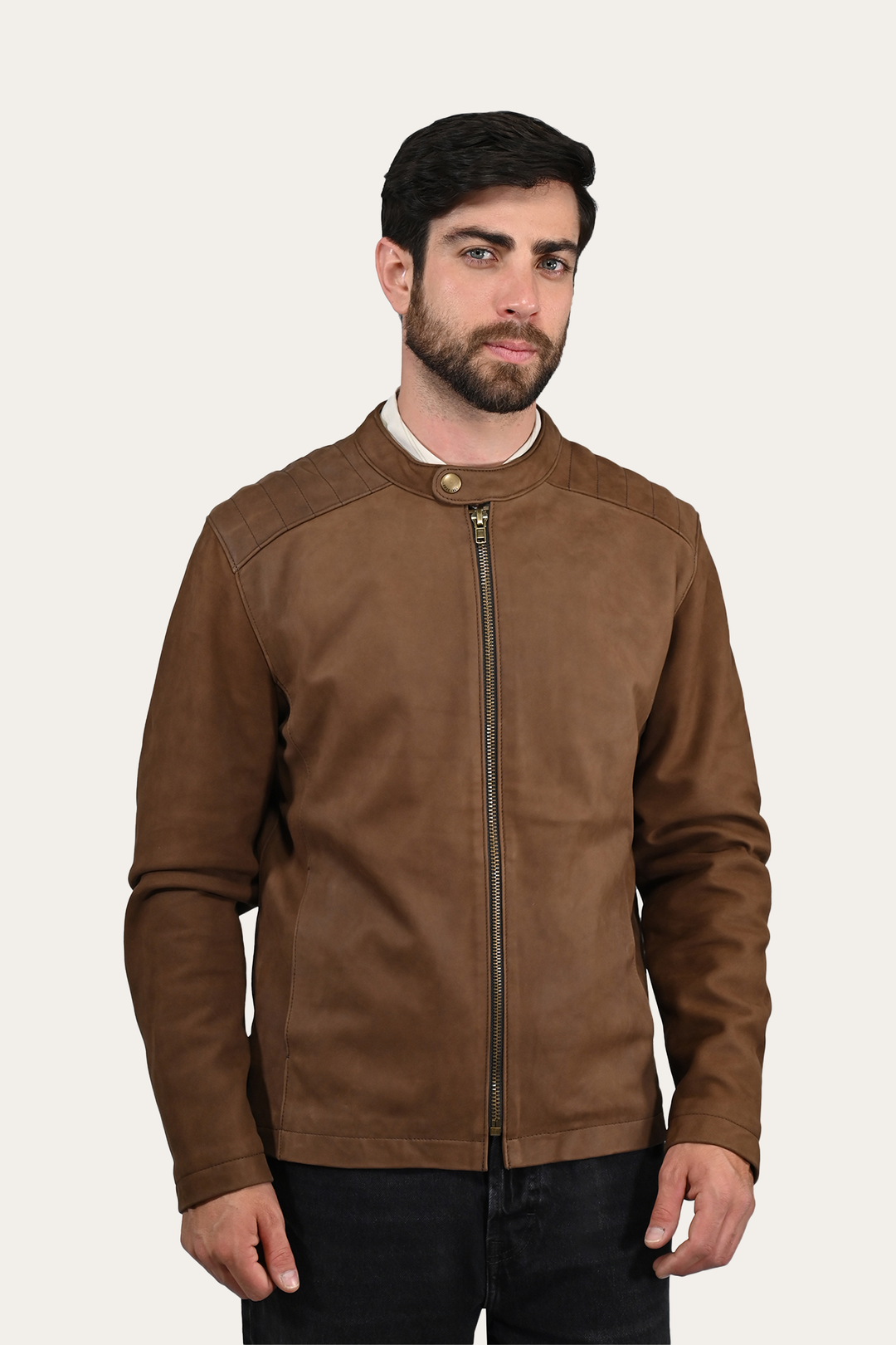 Frye Men’s Tobacco Desert Racer Leather Jacket / Tobacco