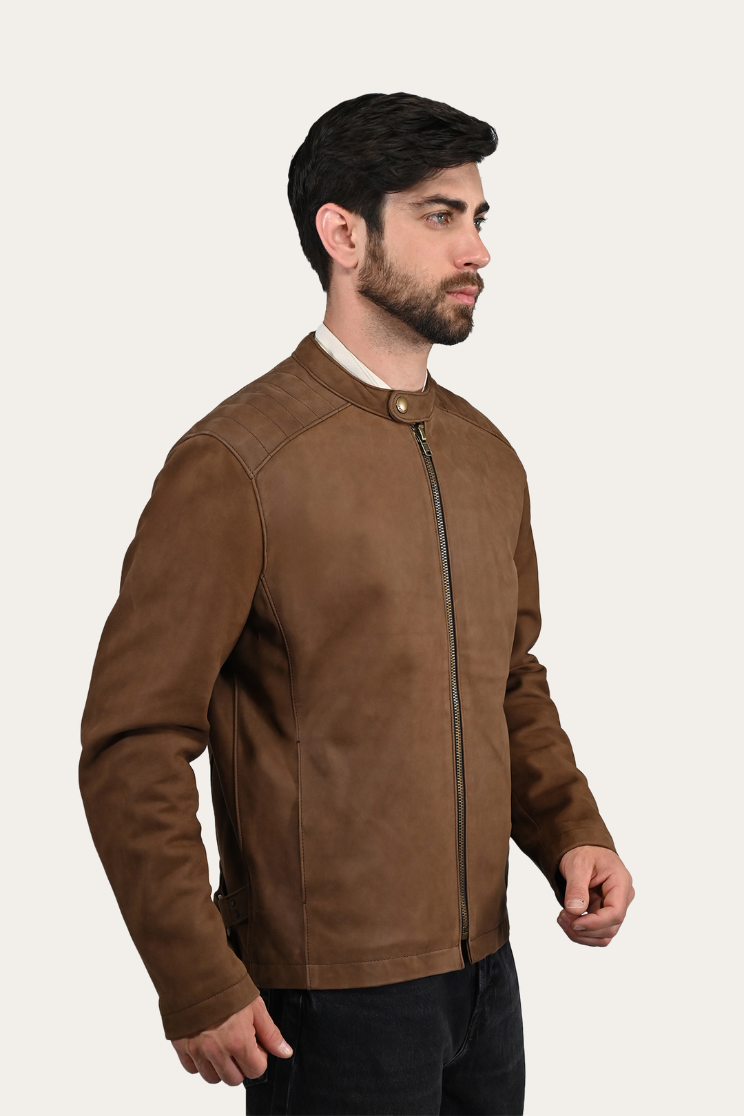 Frye Men’s Tobacco Desert Racer Leather Jacket / Tobacco