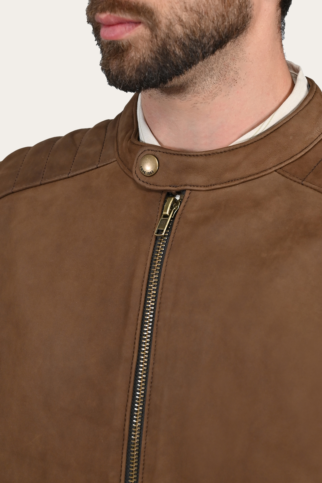 Frye Men’s Tobacco Desert Racer Leather Jacket / Tobacco