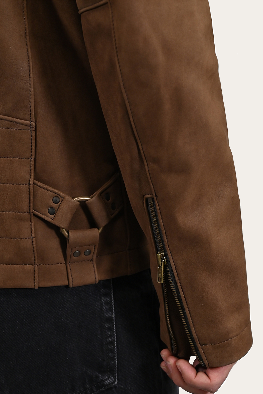 Frye Men’s Tobacco Desert Racer Leather Jacket / Tobacco