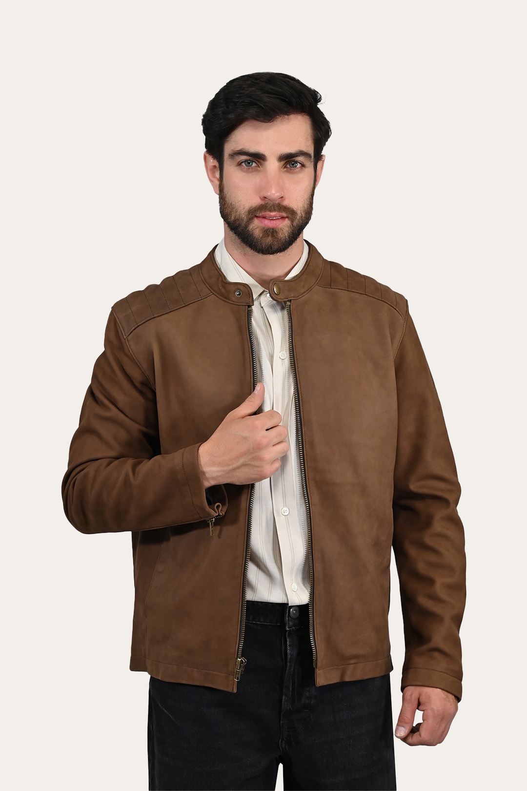 Frye Men’s Tobacco Desert Racer Leather Jacket / Tobacco