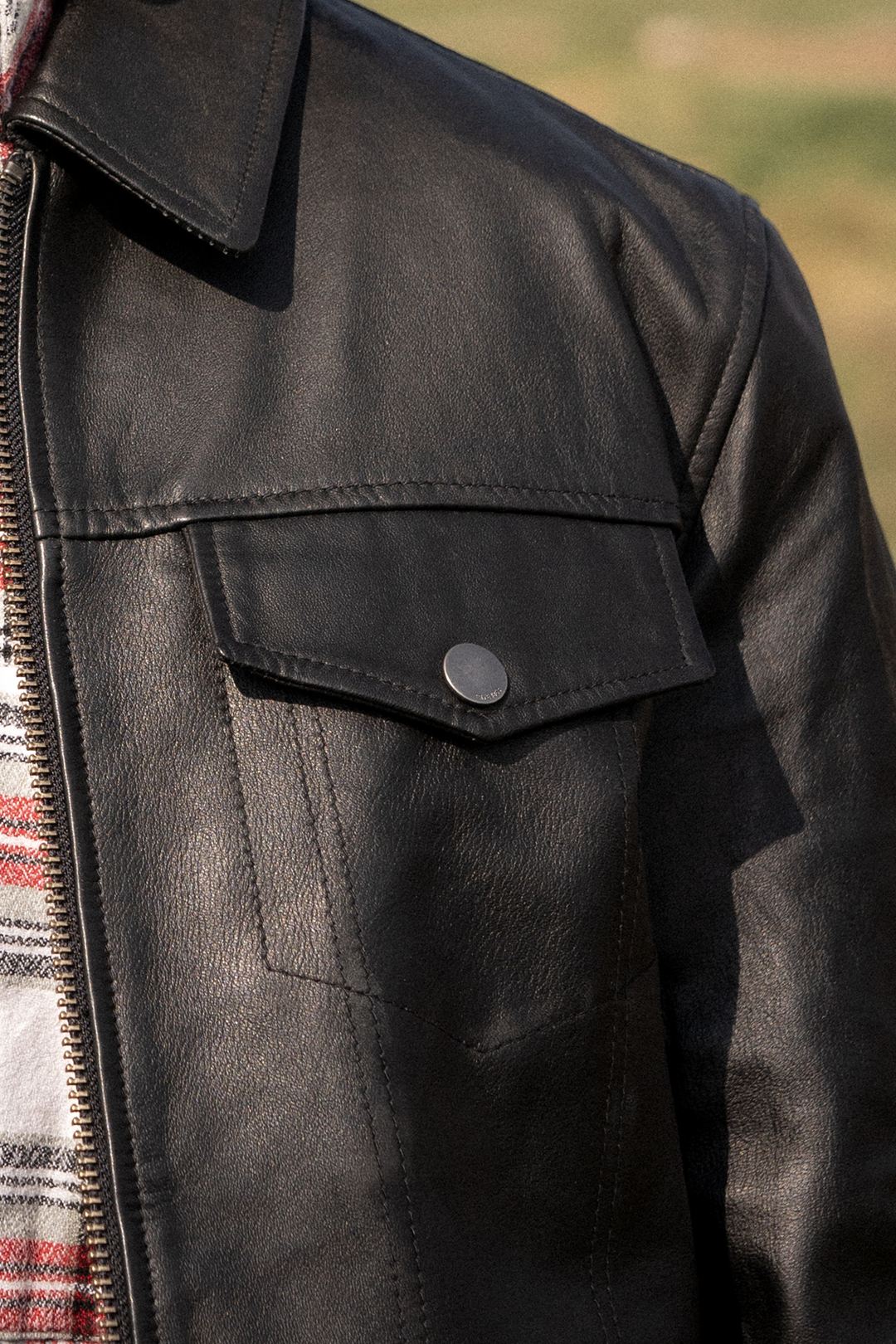 Frye Men’s Black Durango Trucker Leather Jacket / Black