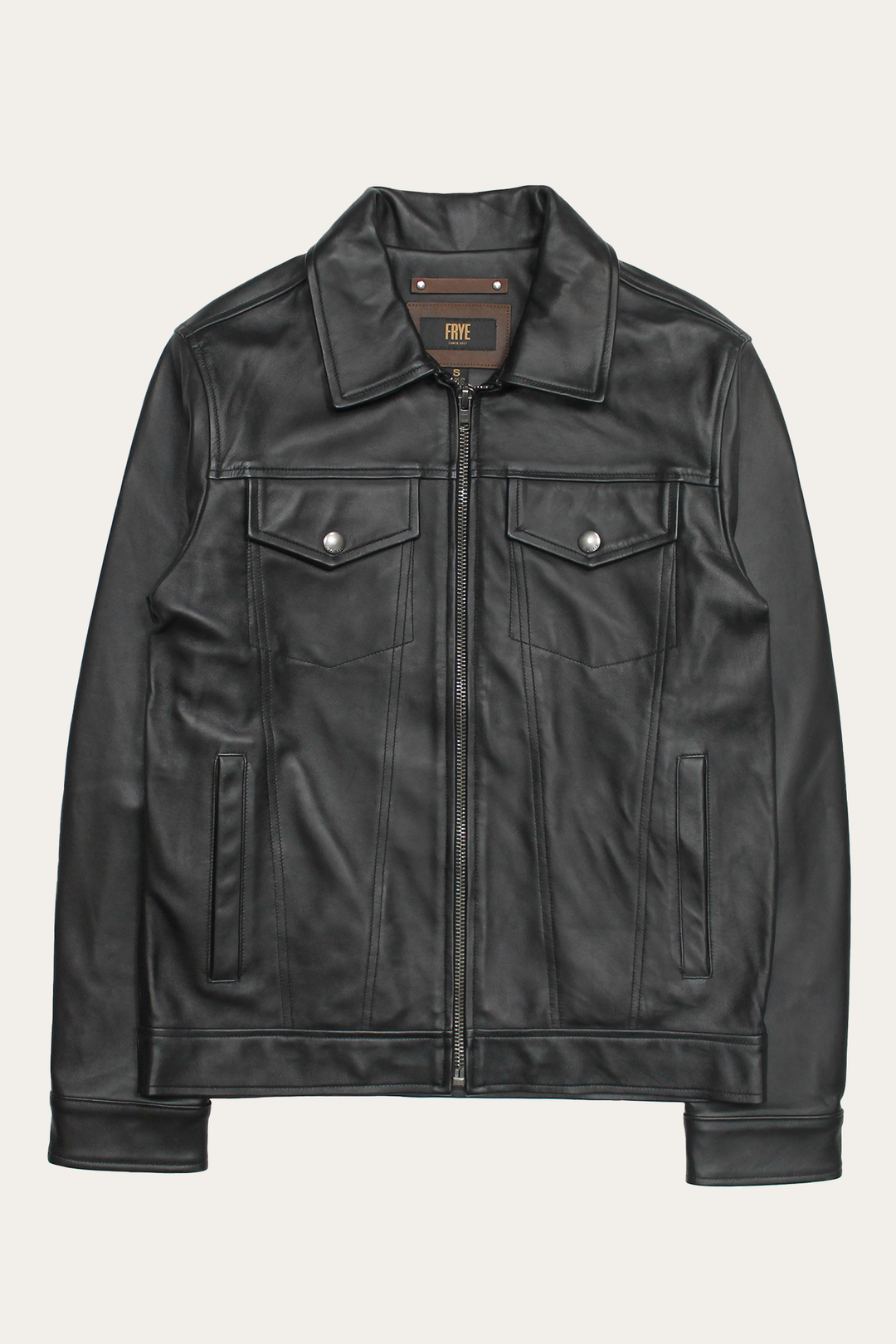 Frye Men’s Black Durango Trucker Leather Jacket / Black
