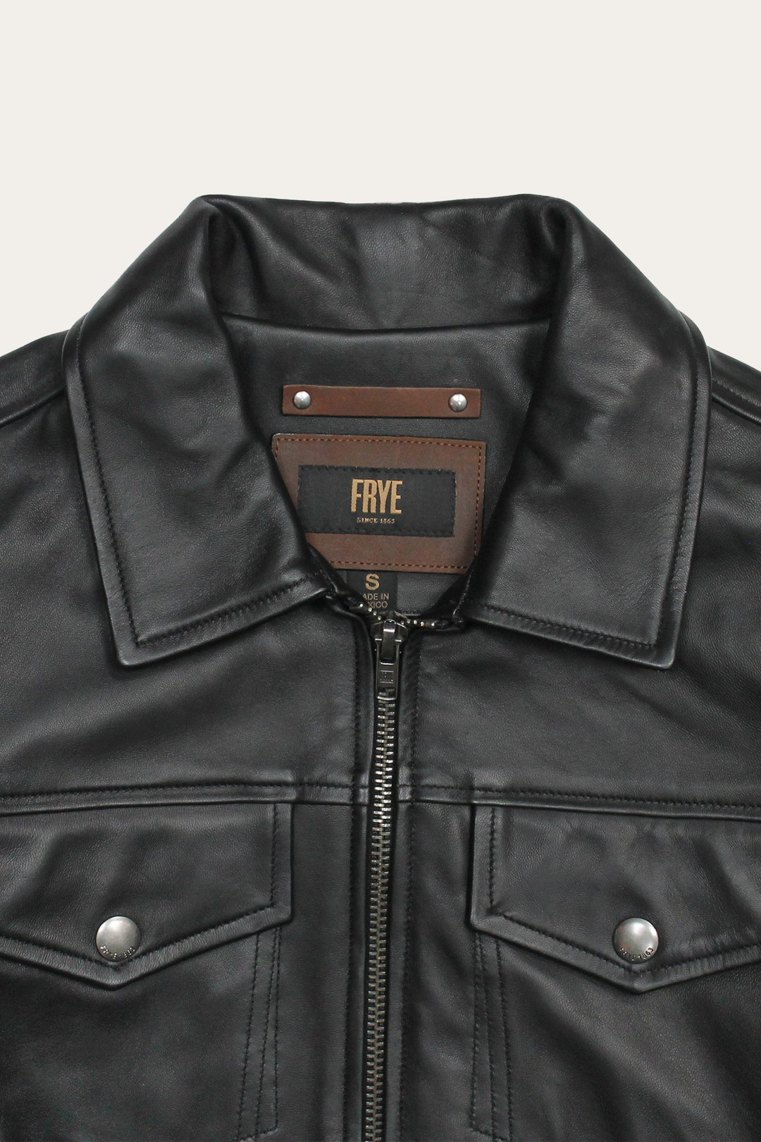 Frye Men’s Black Durango Trucker Leather Jacket / Black