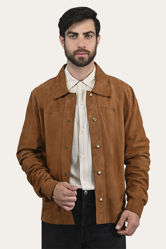 Frye Men’s Middle Brown Judd Minimalist Suede Shacket / Middle Brown