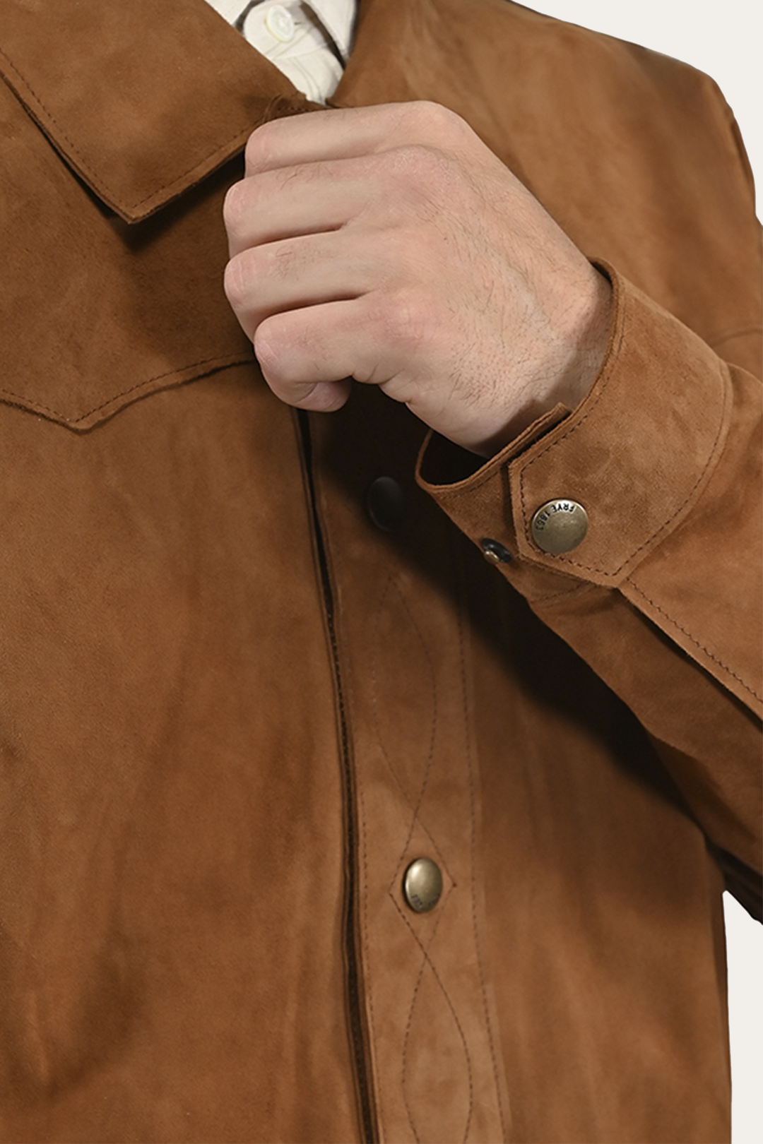 Frye Men’s Middle Brown Judd Minimalist Suede Shacket / Middle Brown