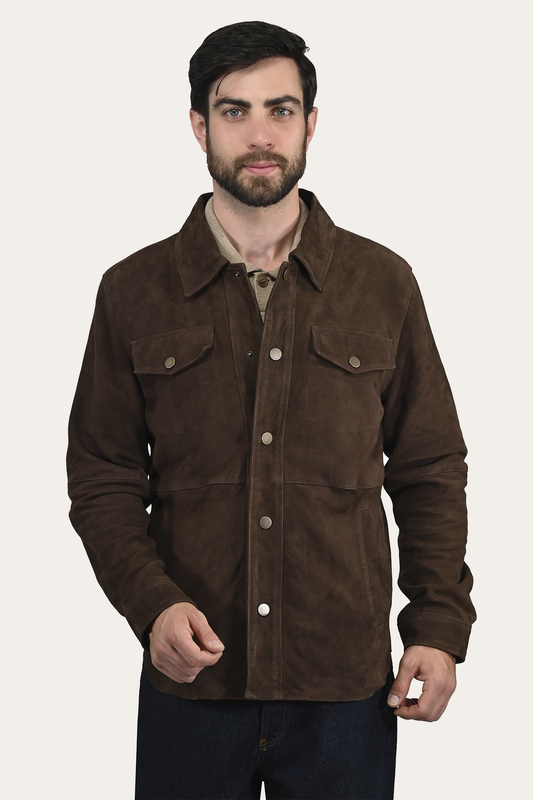 Frye Men’s Dark Brown Authentic Suede Shacket / Dark Brown