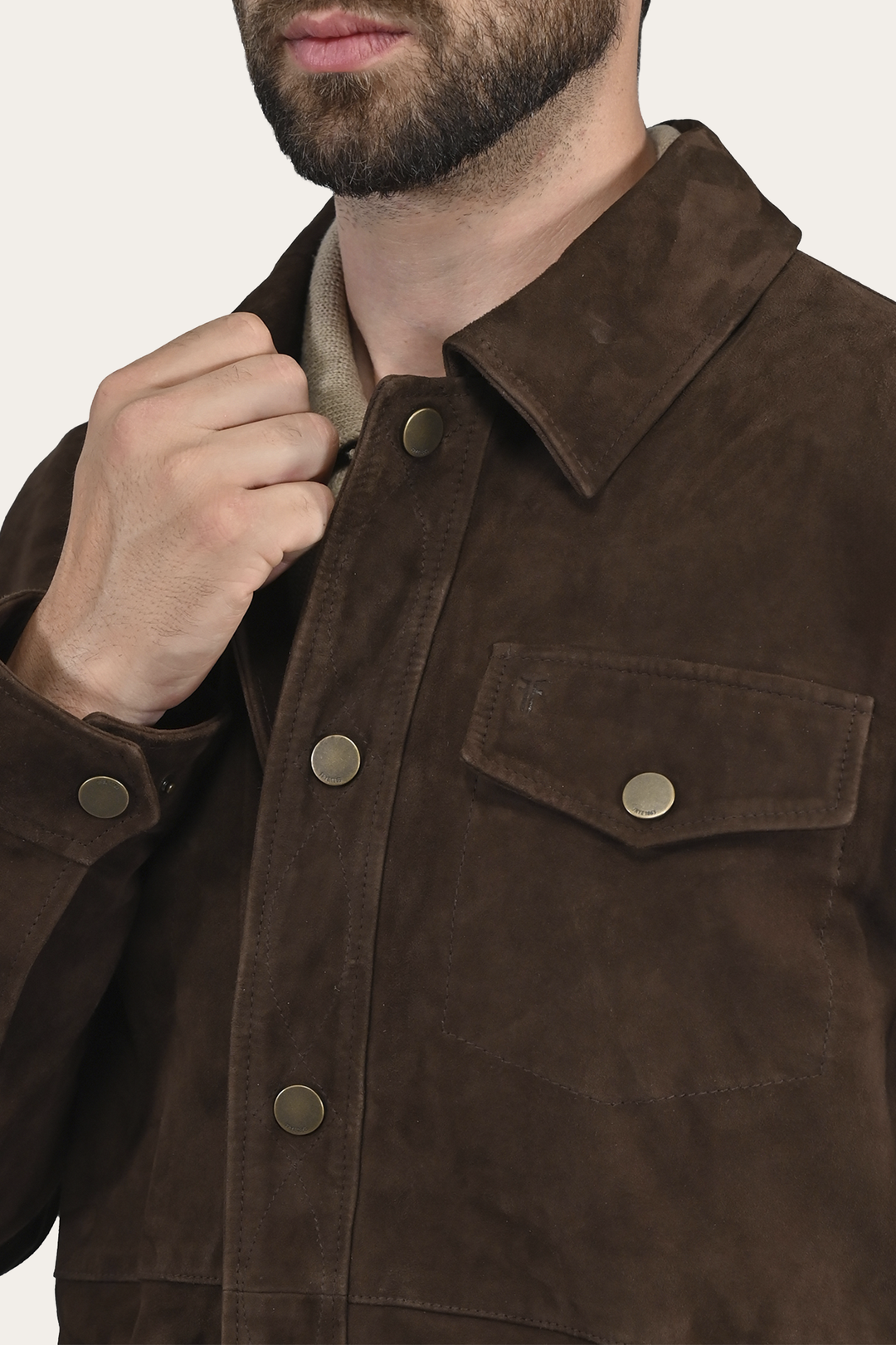 Frye Men’s Dark Brown Authentic Suede Shacket / Dark Brown