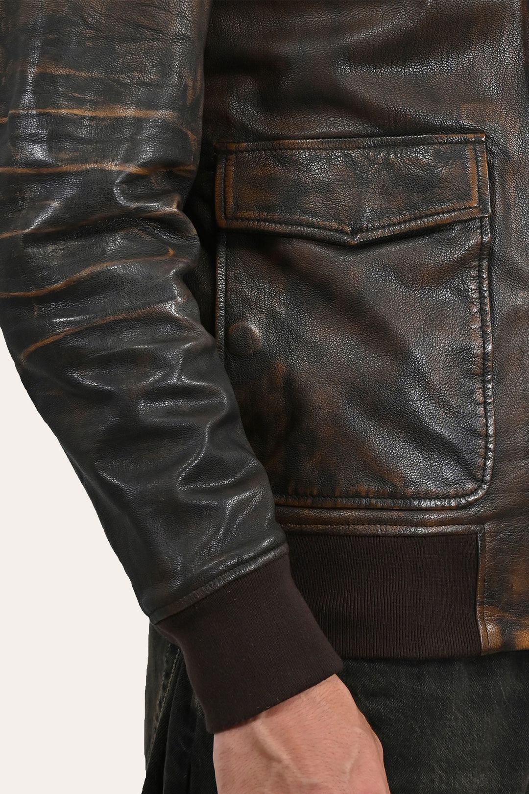 Frye Men’s Brown Beige Nebraska Bomber Leather Jacket / Brown/Beige